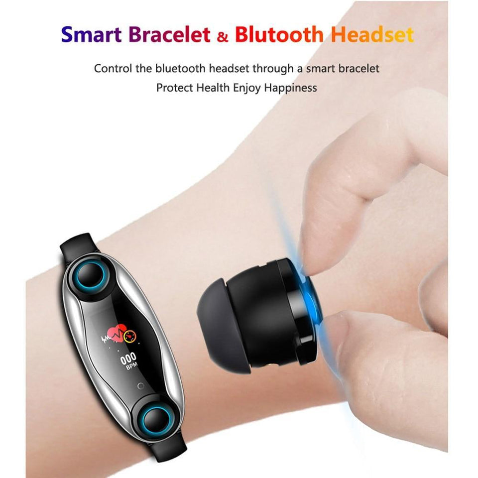 2 in 1 Fitness Bracelet With Wireless Bluetooth Headphone - JETHNICO