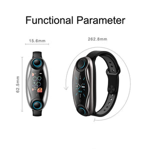 2 in 1 Fitness Bracelet With Wireless Bluetooth Headphone - JETHNICO